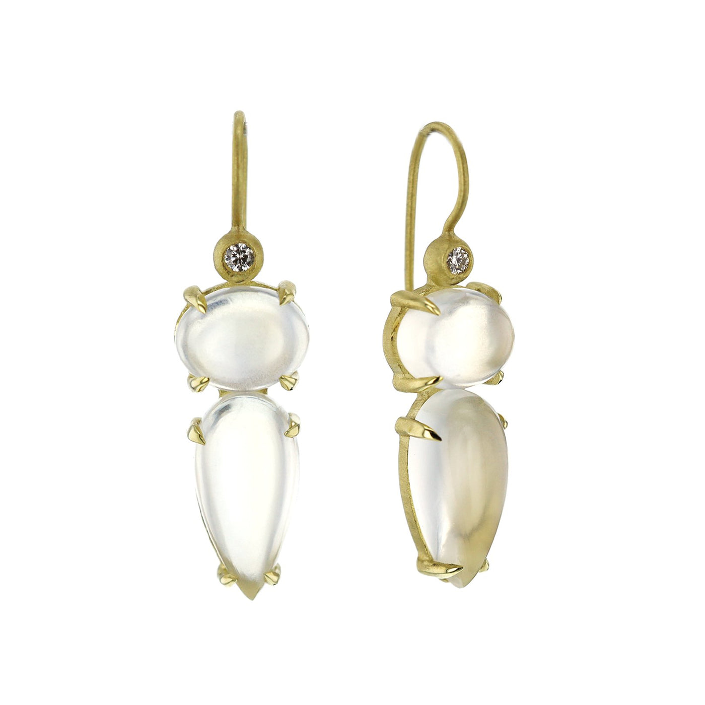 Tanzania Moonstone & Diamond Drop Earrings