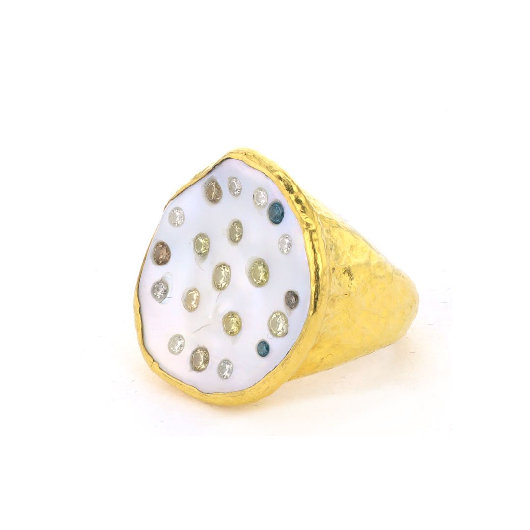 Mother of Pearl & Diamond Ring