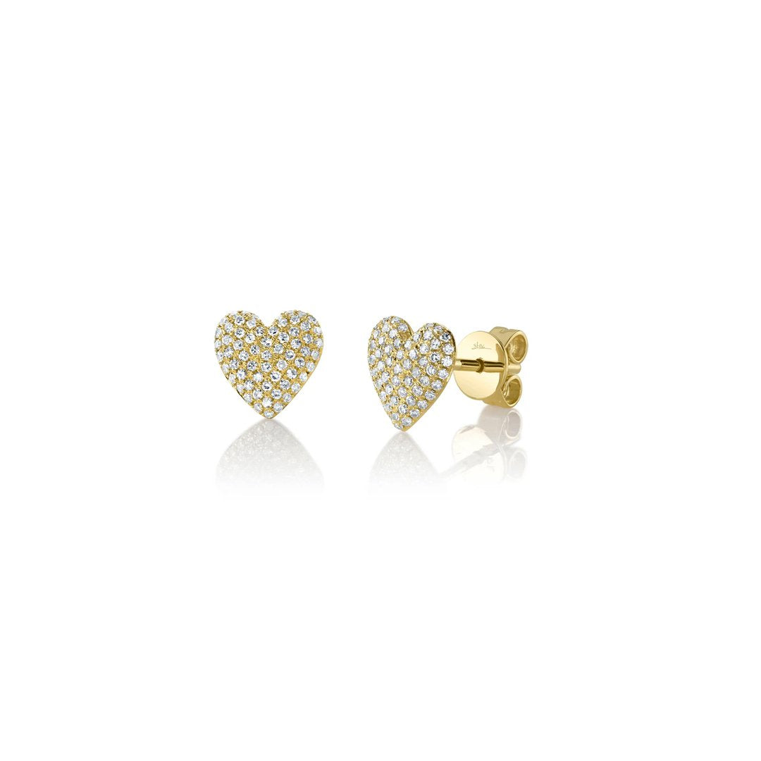 0.28ctw Diamond Heart Pave Earrings