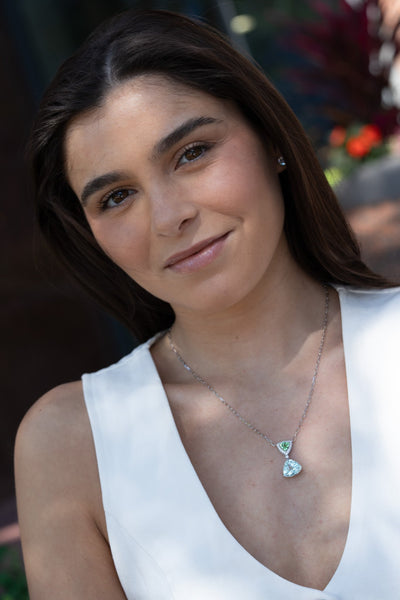 Tourmaline, Aquamarine & Diamond Stationary Drop Necklace