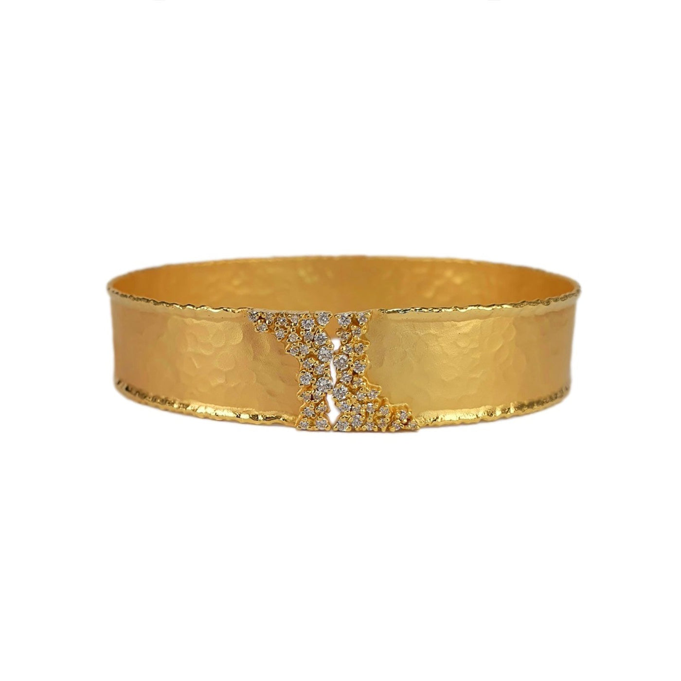 0.34 ctw Diamond Hammered Cuff Bracelet