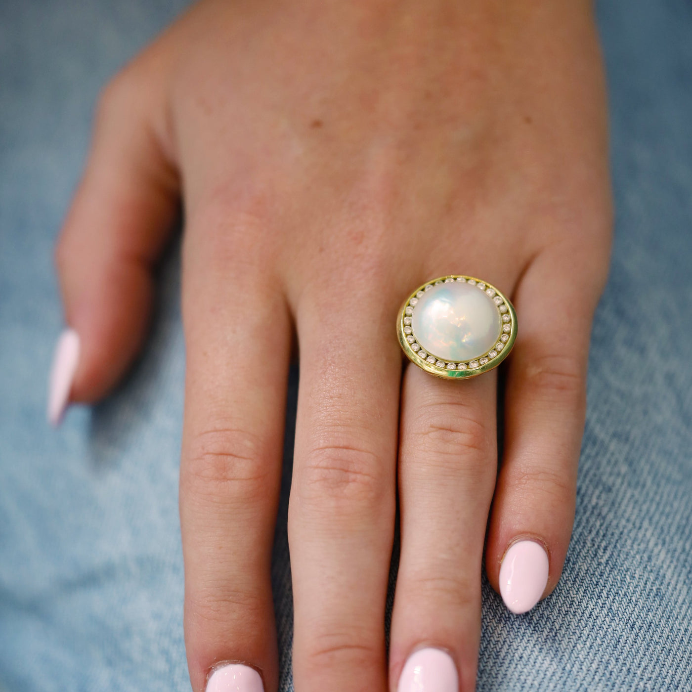 Mabe Pearl & Diamond Ring