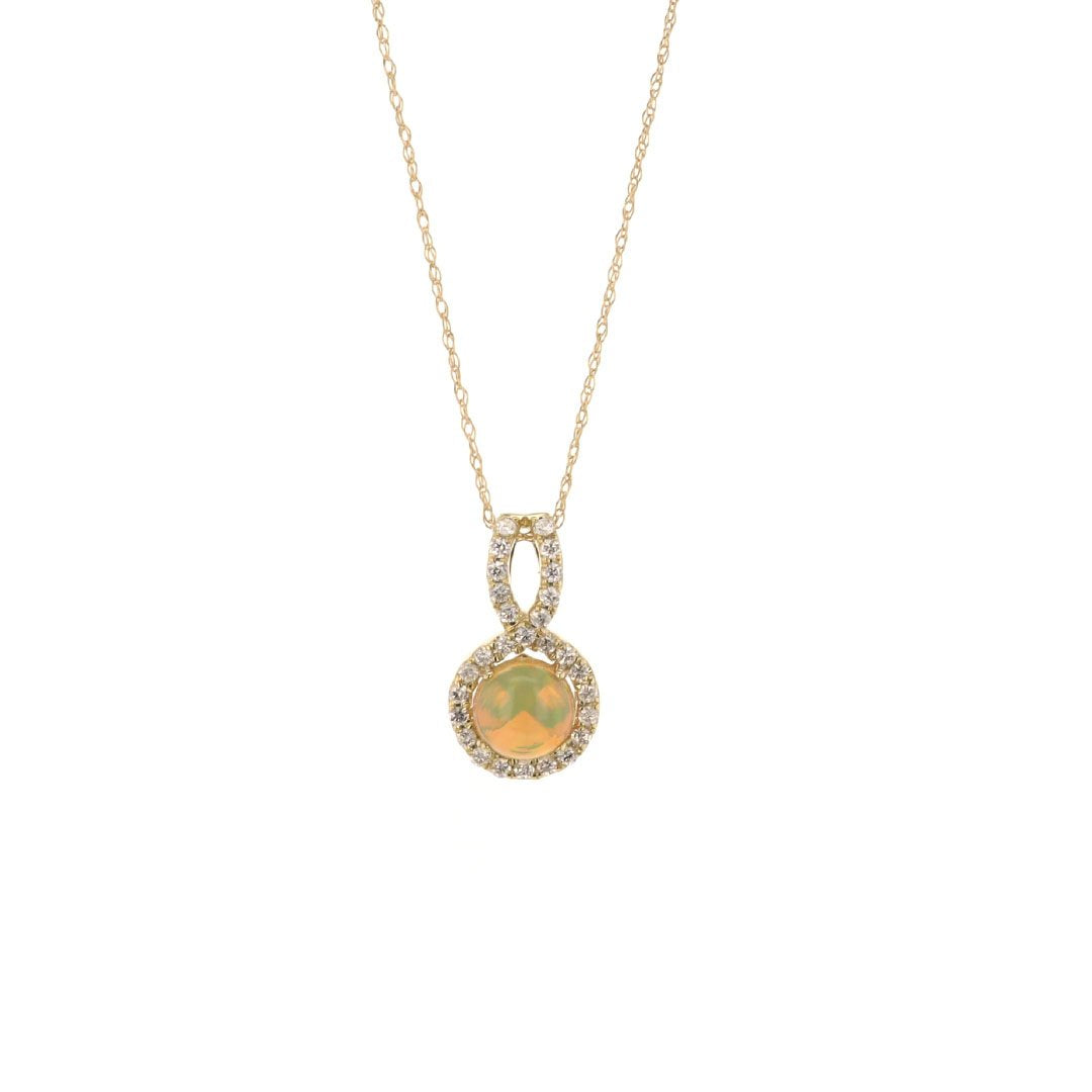 Opal & Diamond Pendant Necklace