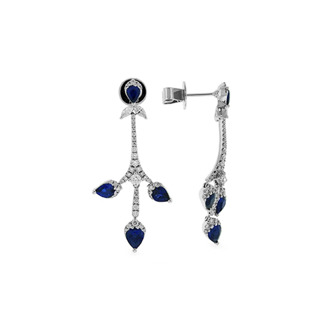 Blue Sapphire & Diamond Dangle Earrings
