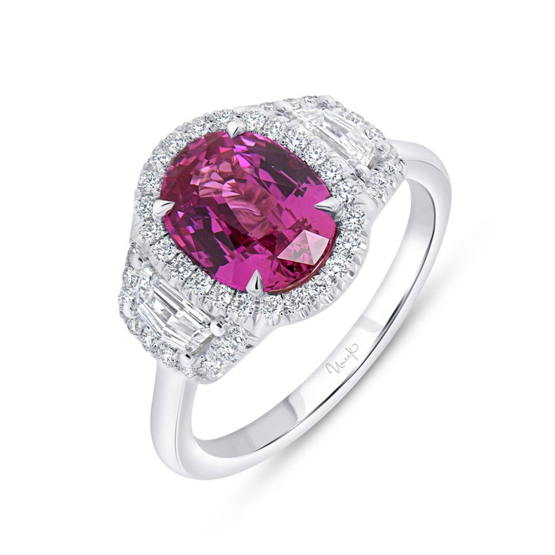 Pink Sapphire & Diamond Ring