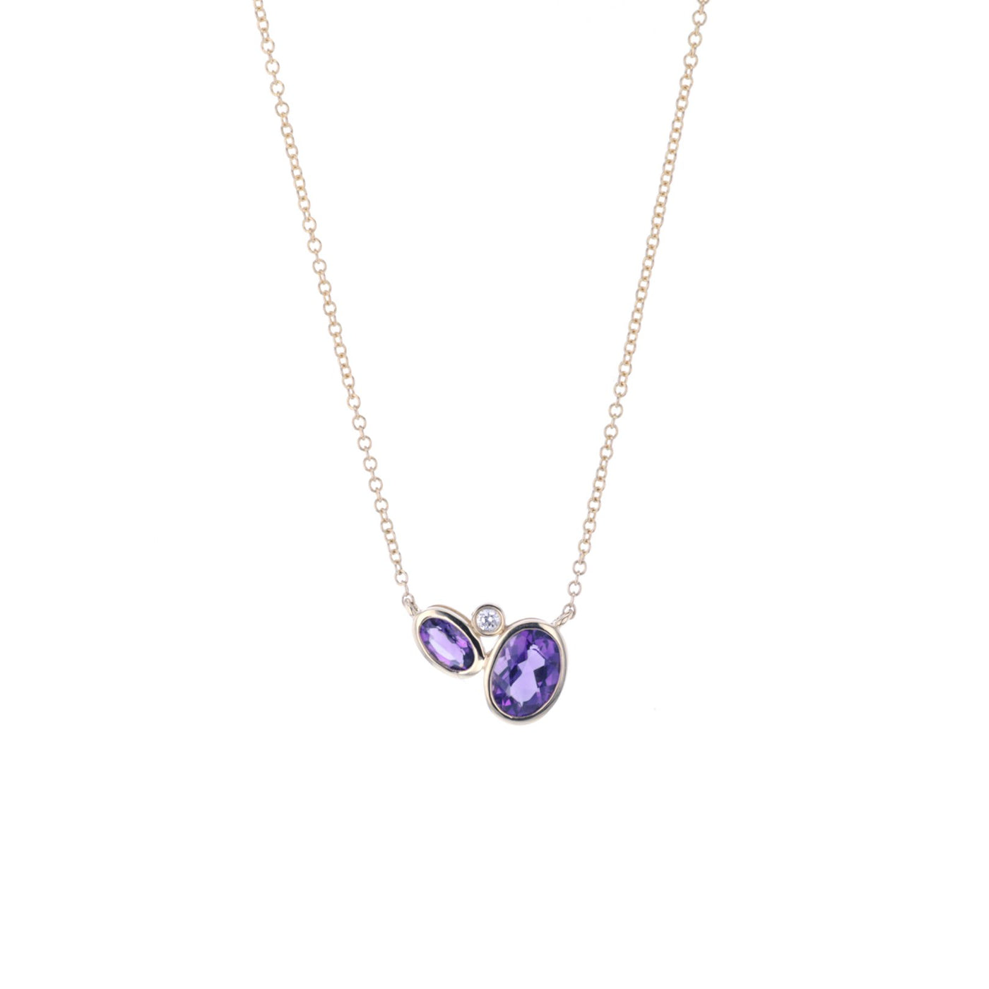 18" Amethyst & Diamond Bezel Necklace