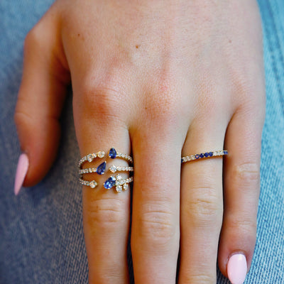 Blue Sapphire & Diamond Band