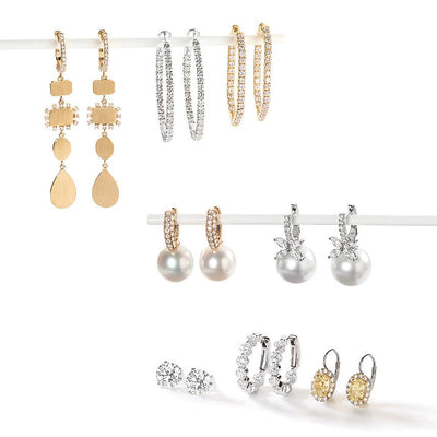 Pearl & Diamond Drop Earrings