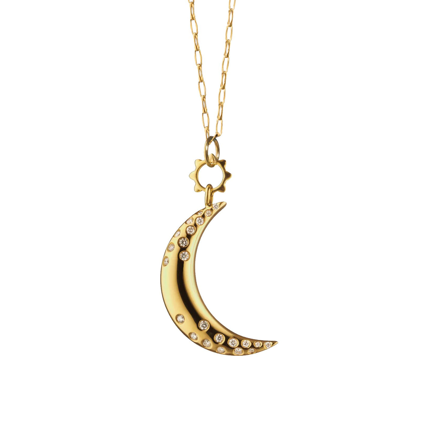 0.21 ctw Diamond Crescent Moon Charm Pendant