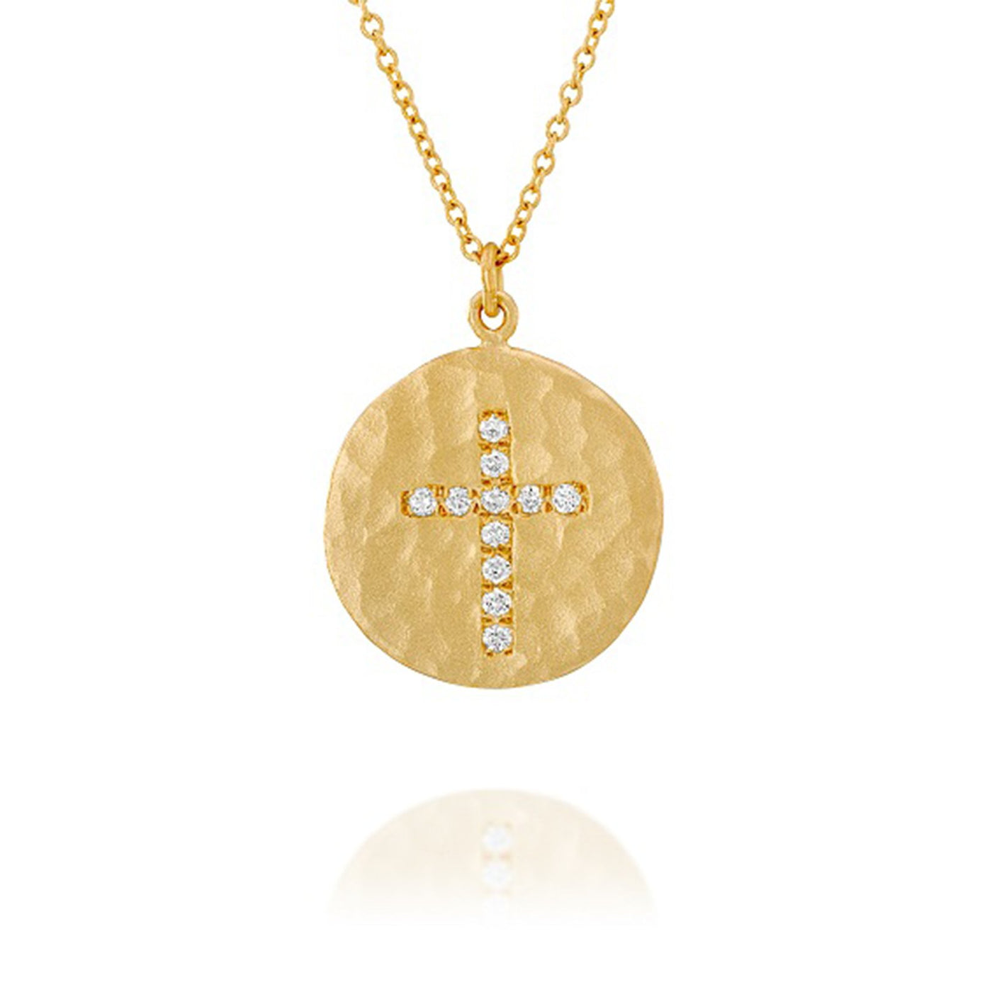 0.11ctw Diamond Cross Disc Necklace
