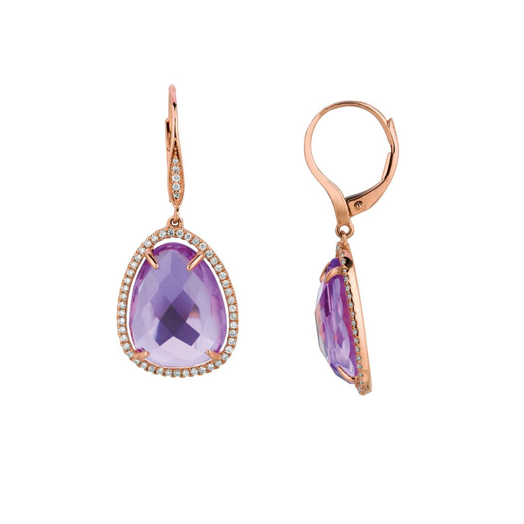 Amethyst & Diamond Drop Earrings