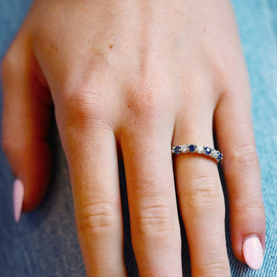 Blue Sapphire & Diamond Band