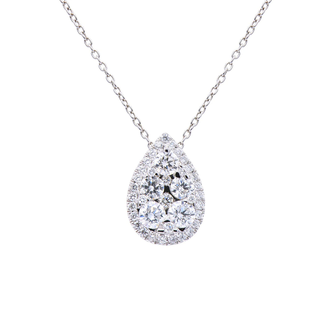16+2" 1.22 ctw Diamond Pear Cluster Necklace