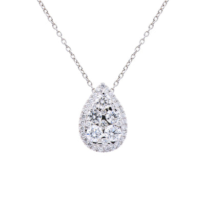 16+2" 1.22 ctw Diamond Pear Cluster Necklace