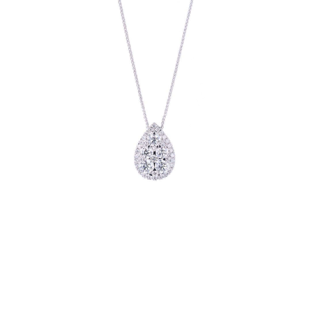 16+2" 1.22 ctw Diamond Pear Cluster Necklace