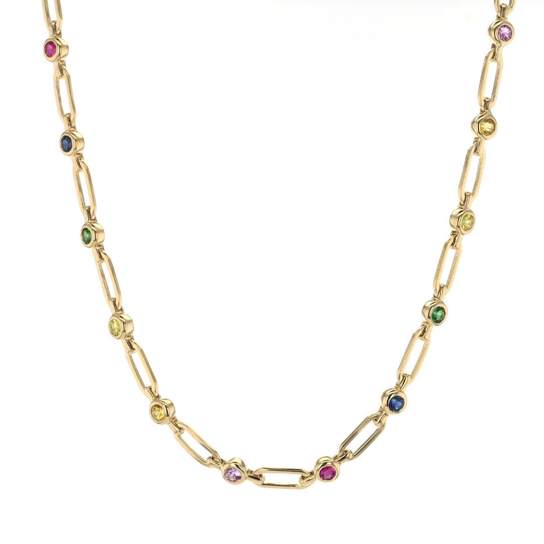 Sapphire Paper Clip Necklace