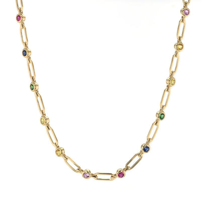 Sapphire Paper Clip Necklace