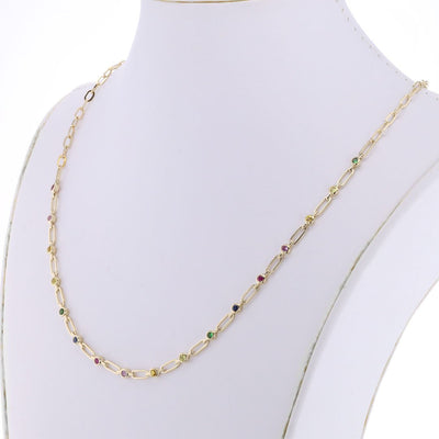 Sapphire Paper Clip Necklace