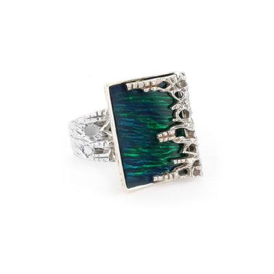 Iridescent Enamel Artisan Ring