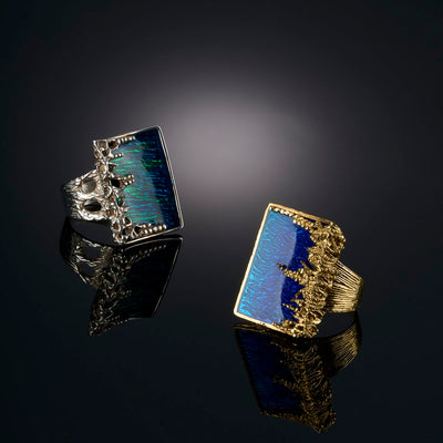 Iridescent Enamel Artisan Ring