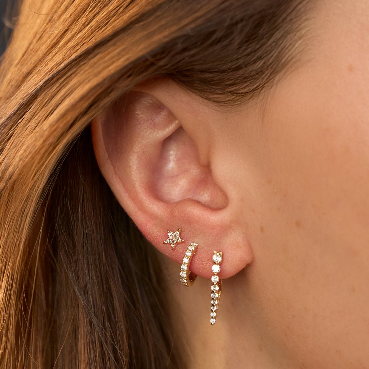 0.08 ctw Diamond Moon & Star Stud Earrings
