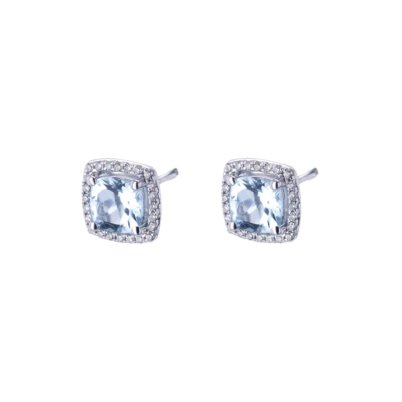 Aquamarine & Diamond Halo Earrings