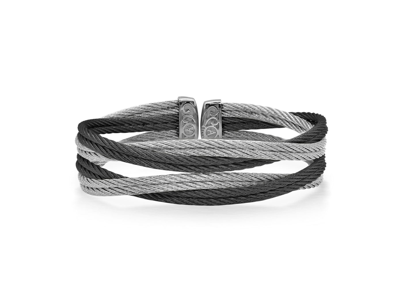 Black & Grey Cable Bangle Bracelet