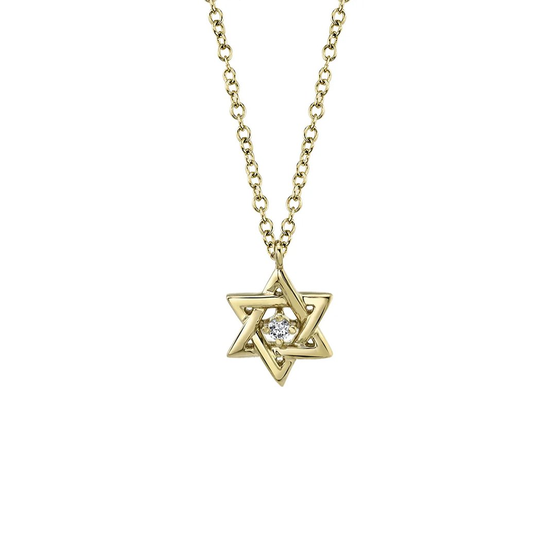 15+3" 0.03 ctw Diamond Star of David Necklace