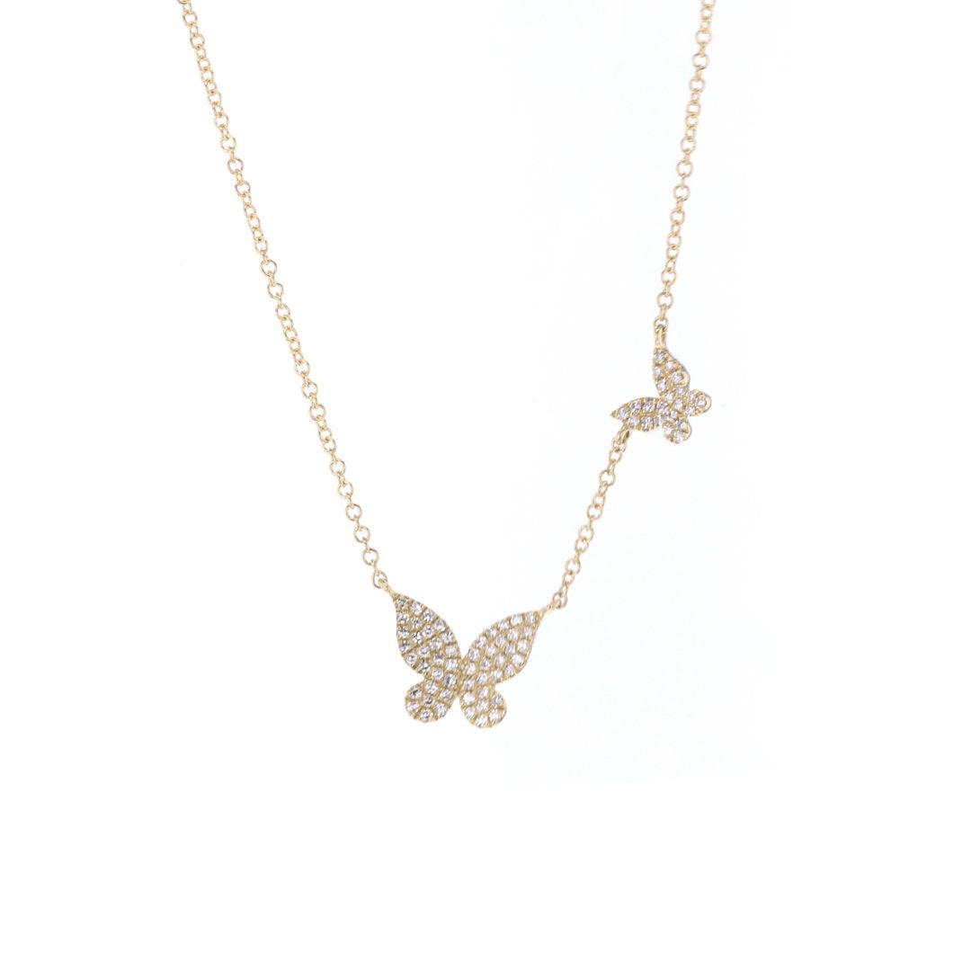 16+2" 0.18 ctw Diamond Double Butterfly Necklace