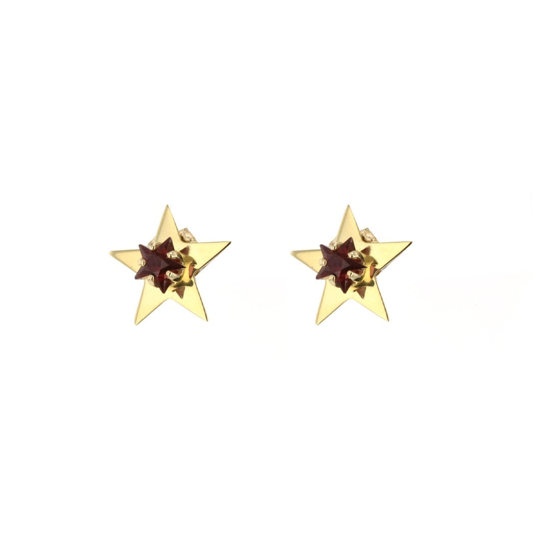Garnet Stud Star Earrings