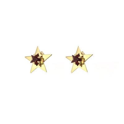 Garnet Stud Star Earrings