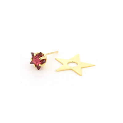 Garnet Stud Star Earrings
