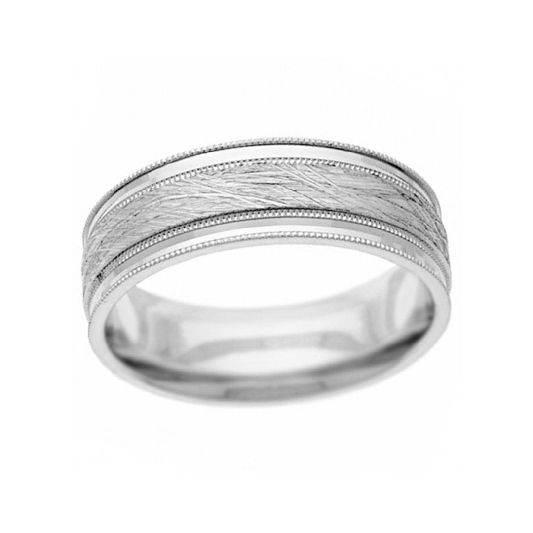 7MM Milgrain Brushed Finish Band