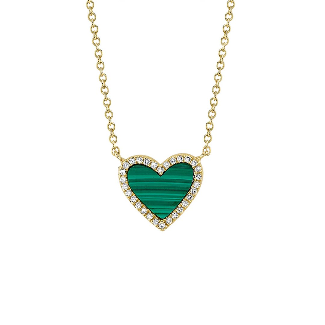Malachite & Diamond Heart Necklace