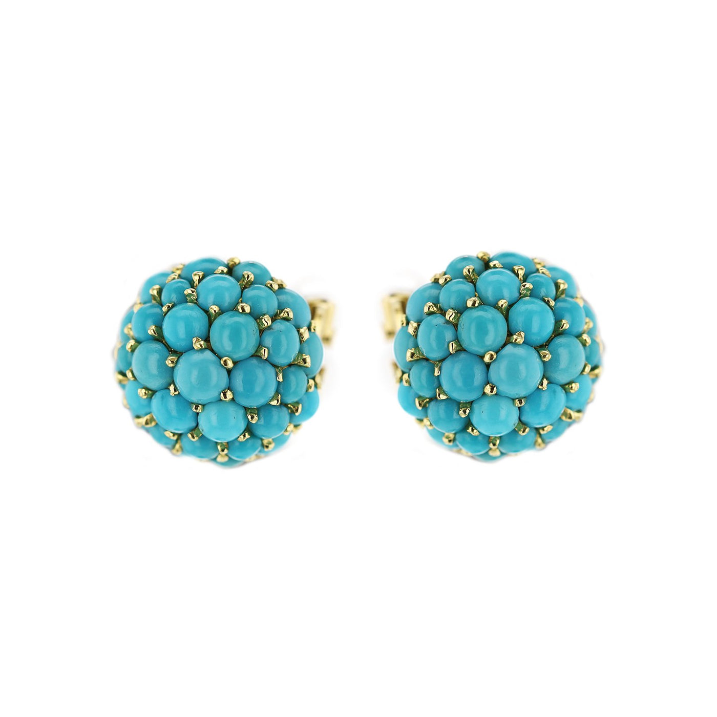 Turquoise Button Ear Clips