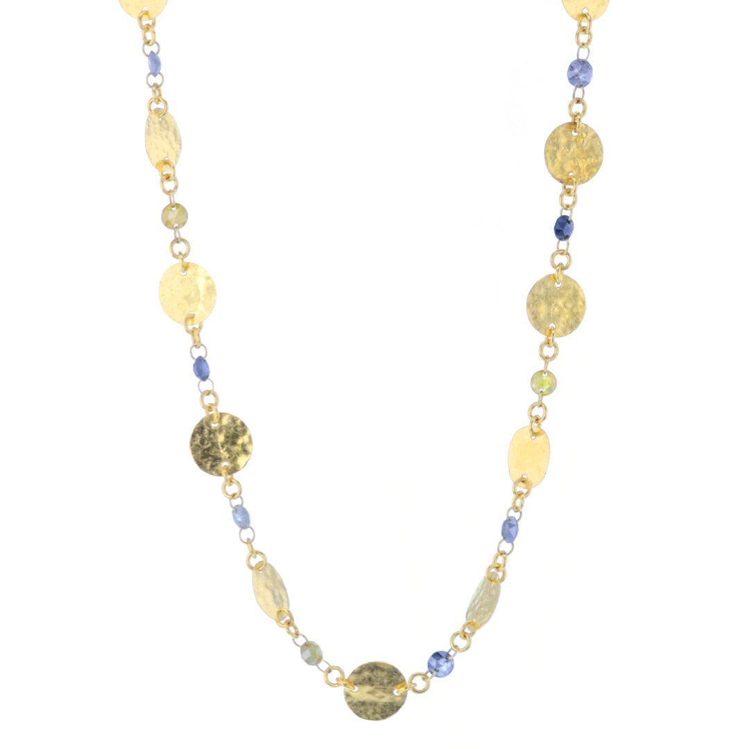 36" Multi-color Briolettes Disc Necklace