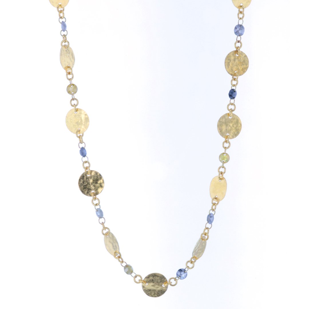 36" Multi-color Briolettes Disc Necklace