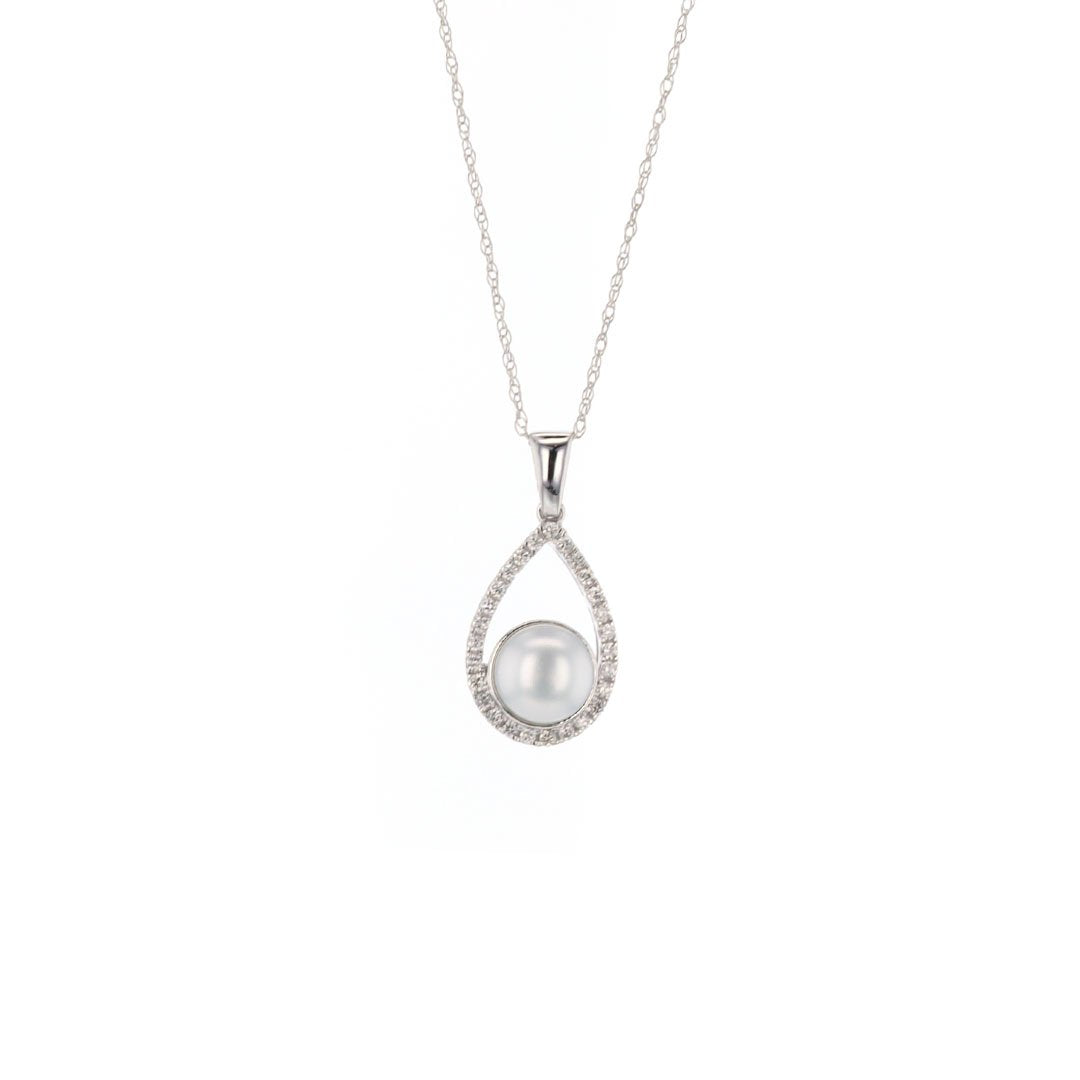 Pear & Diamond Drop Pendant Necklace