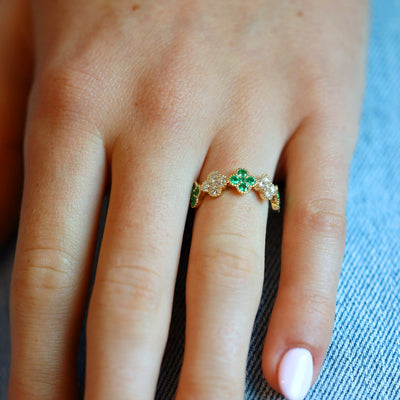 Emerald & Diamond Flower Band