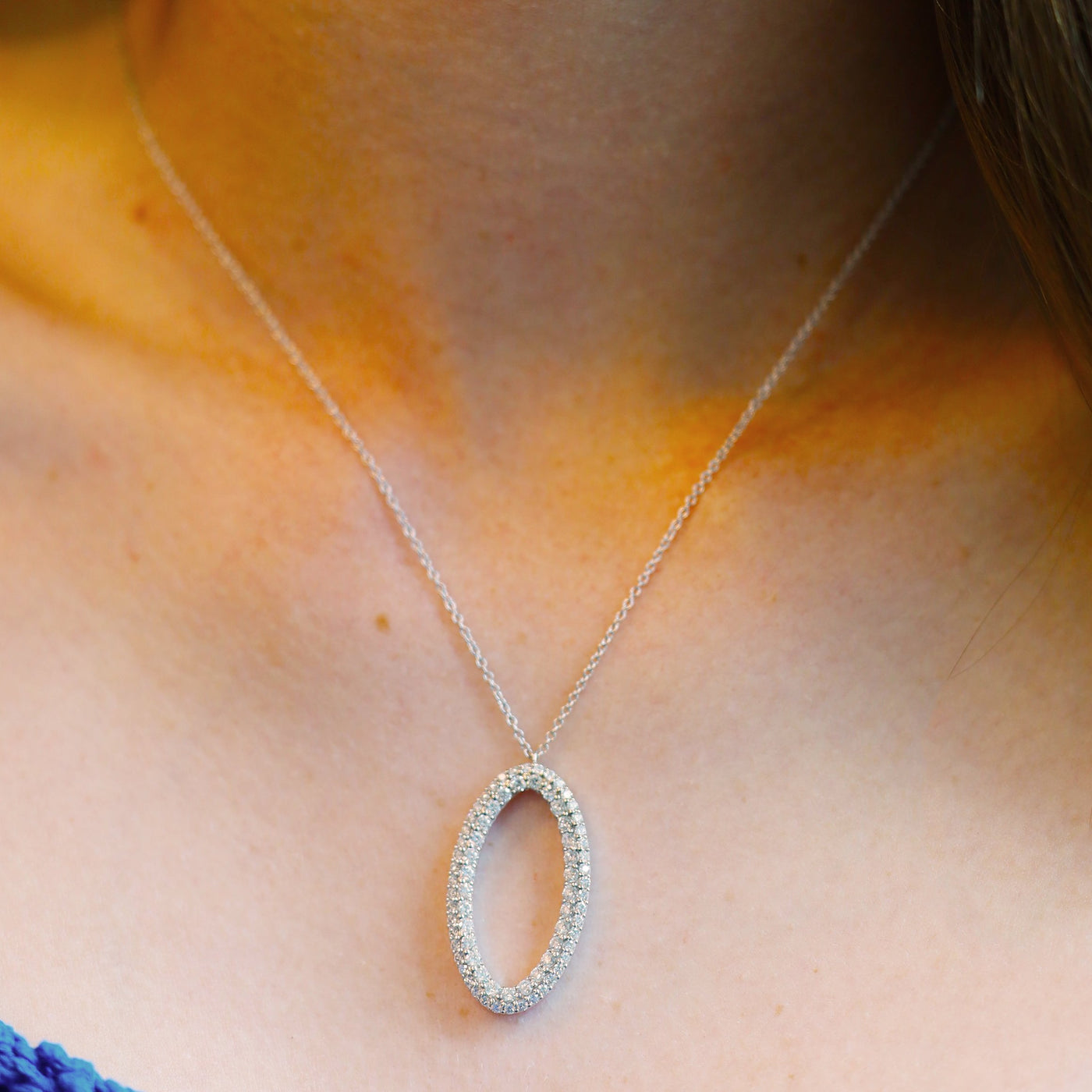 16+2" 1.25 ctw Diamond Open Oval Necklace