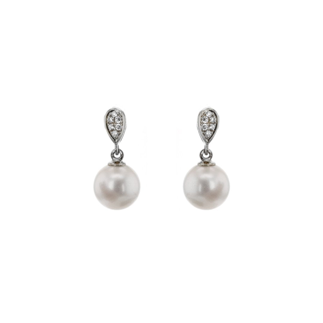Pearl & Diamond Drop Earrings