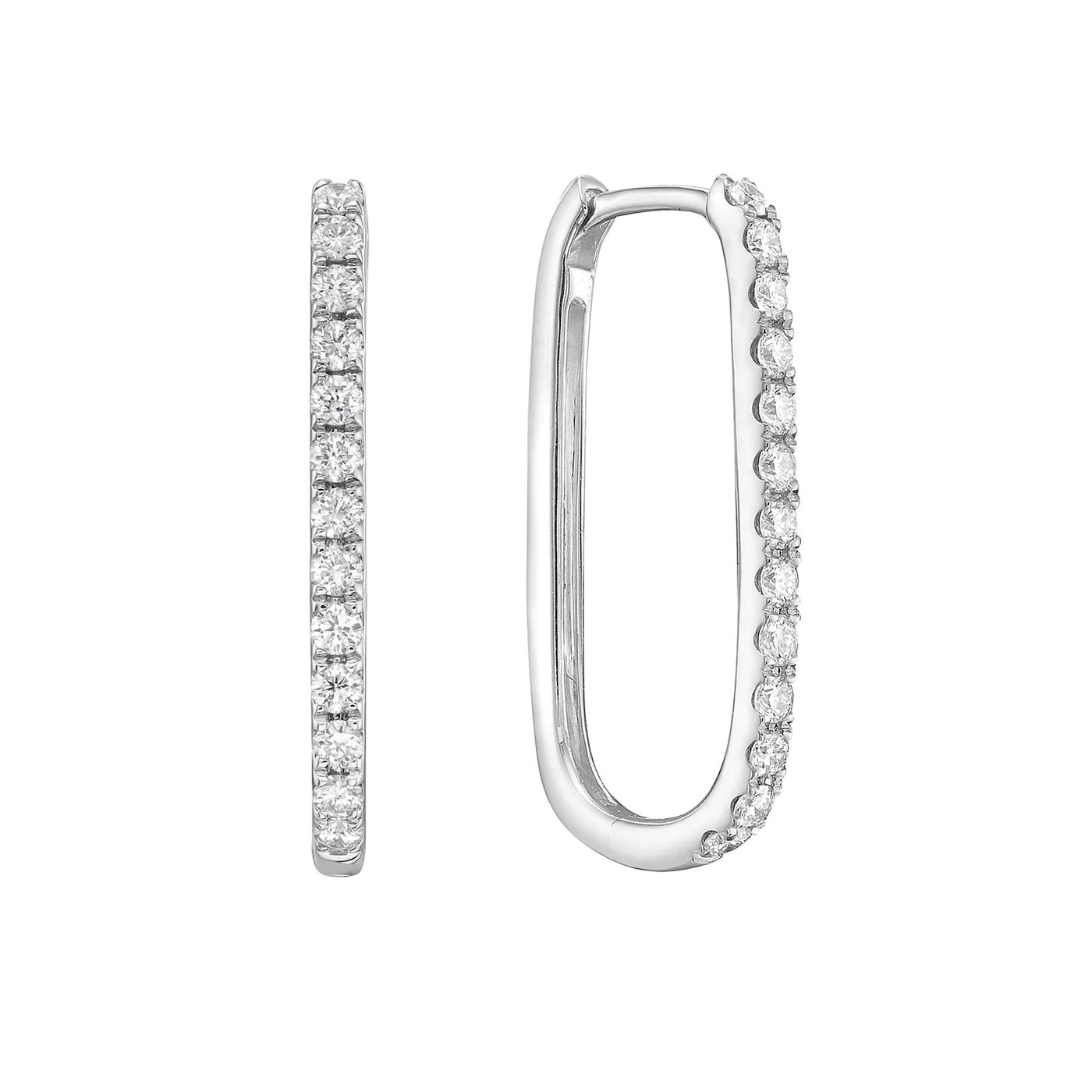 0.45 ctw Diamond Oblong Hoop Earrings