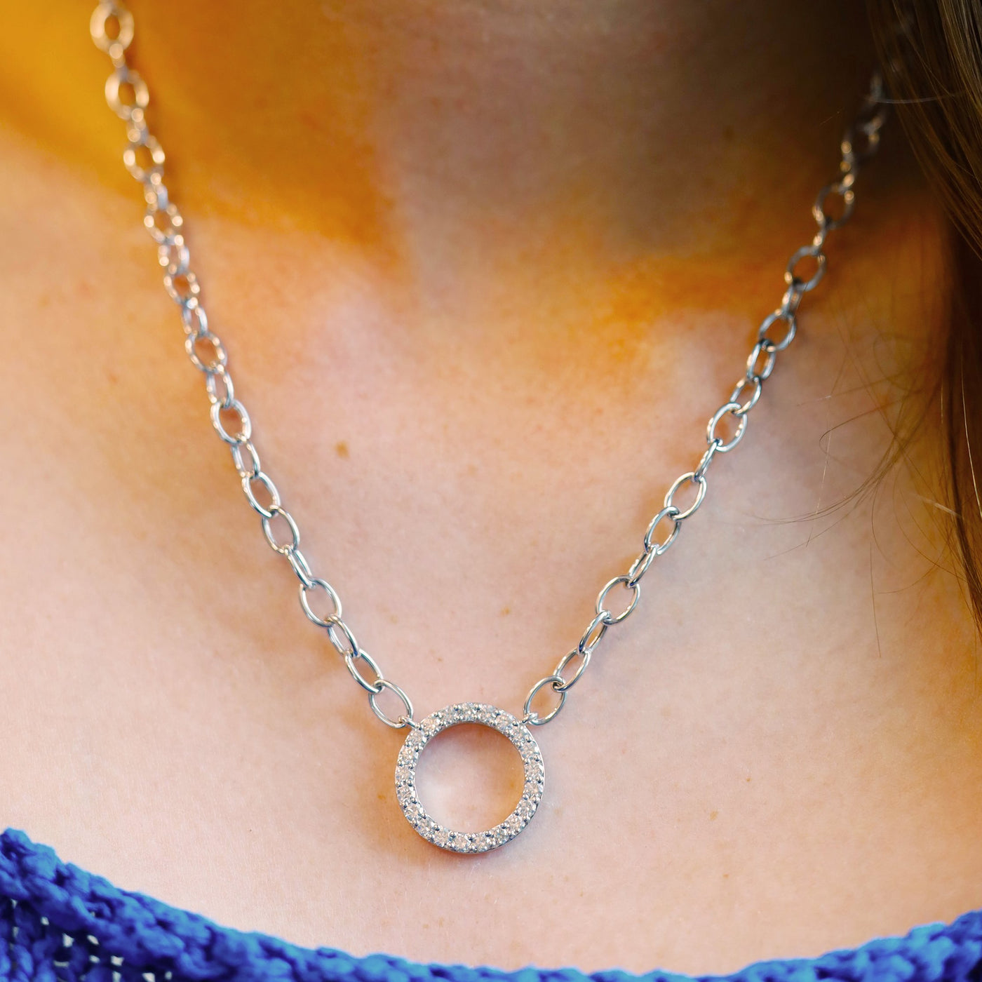 1.00 ctw Diamond Open Circle Necklace