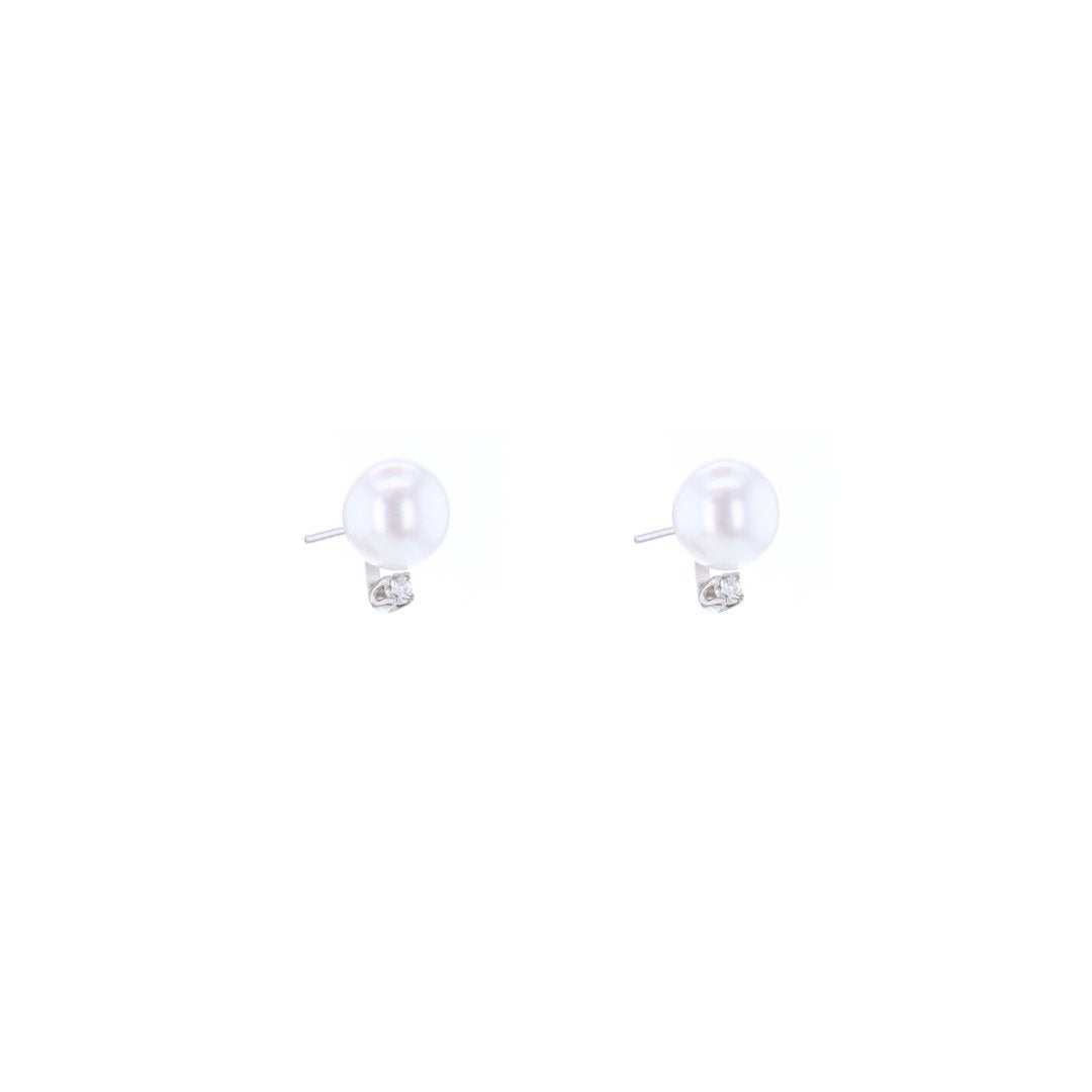 Pearl & Diamond Stud Earrings