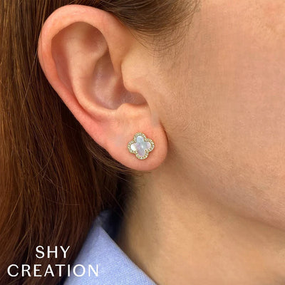 Mother of Pearl & Diamond Earrings