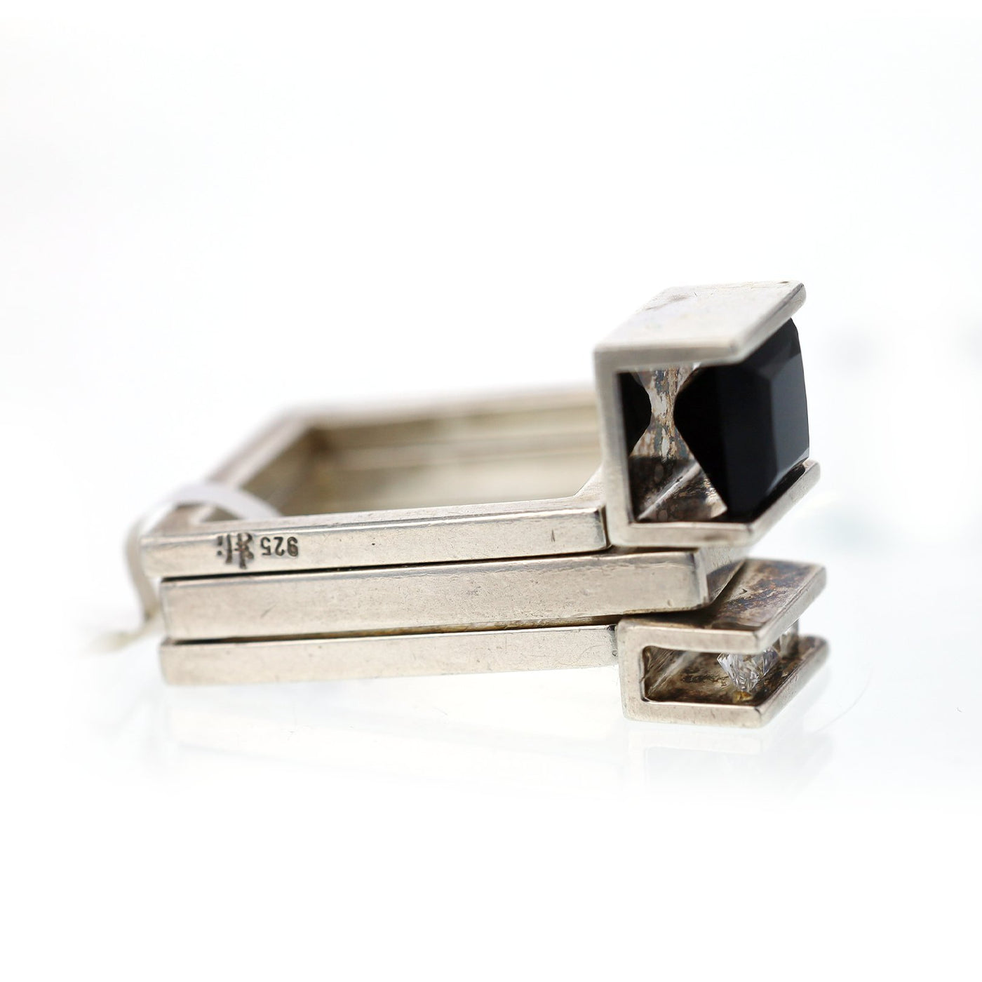 amesyste & Diamodn Bar Ring