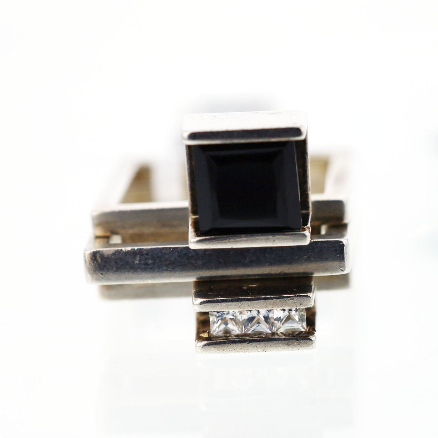 amesyste & Diamodn Bar Ring