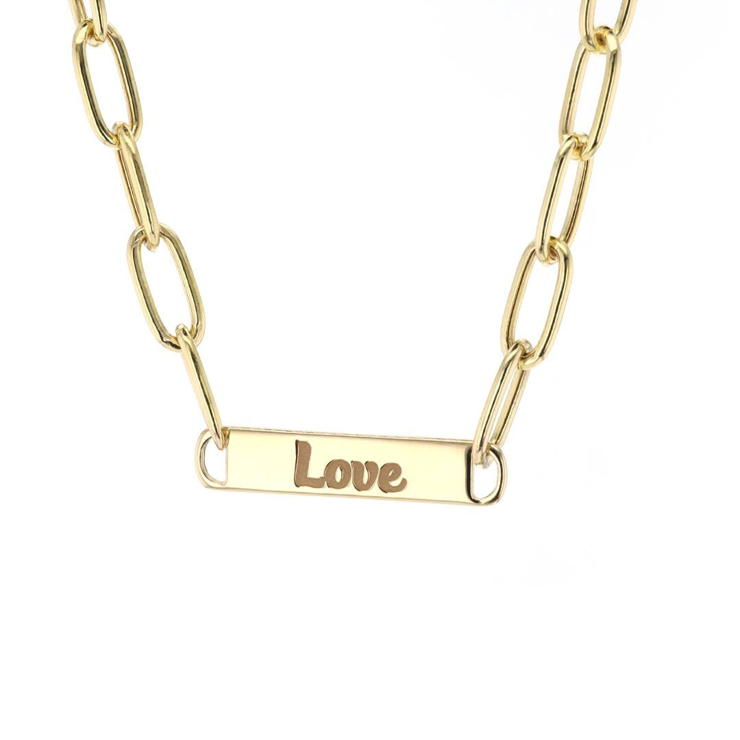 Love Bar Paper Clip Necklace