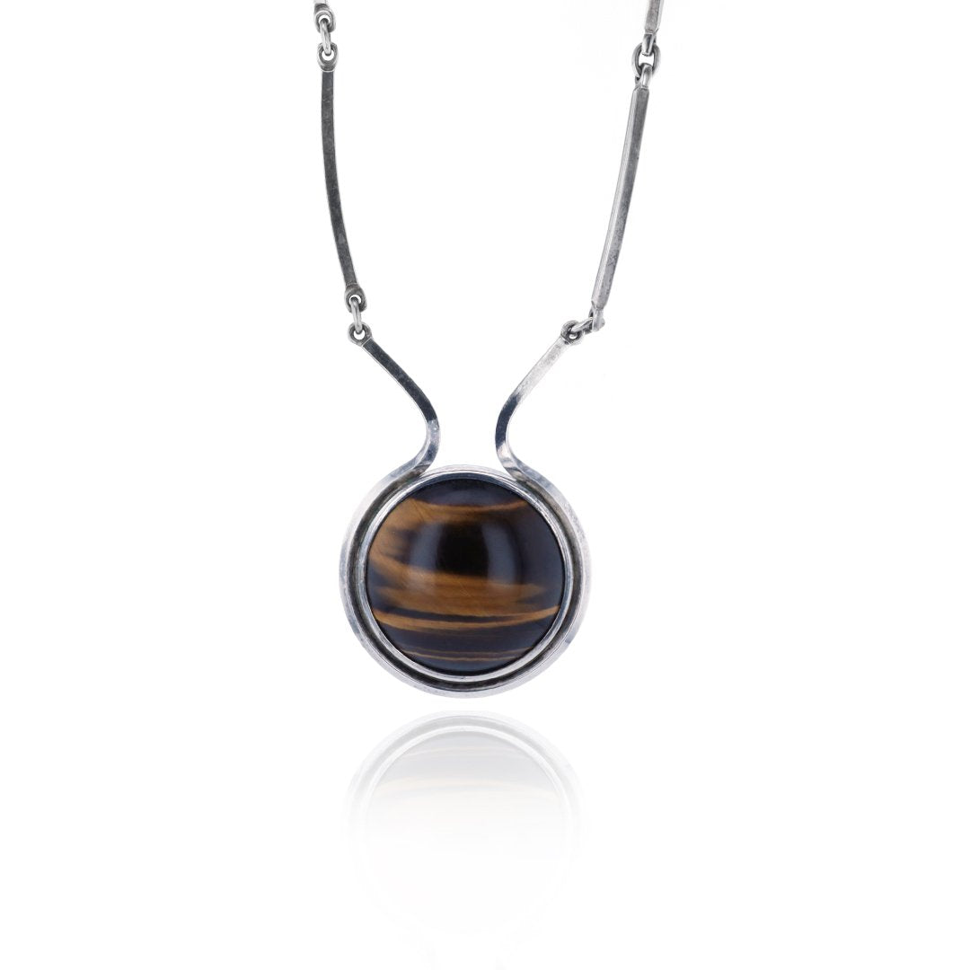Large Tigers Eye Pendant Necklace