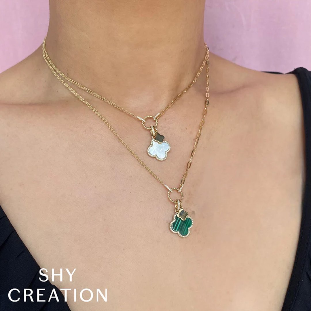 Malachite and Diamond Pendant Necklace